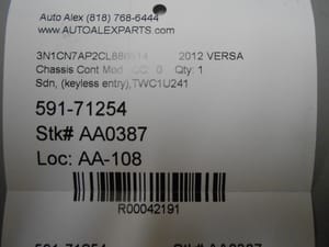 2012 Nissan Versa Chassis Cont Mod