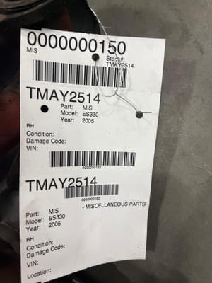 2005 Lexus Es330 Miscellaneous Parts