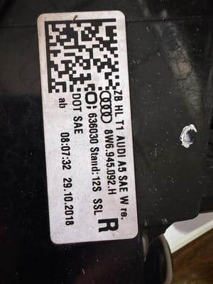 2018 Audi Audia5 Tail Light