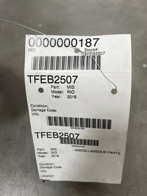 2016 Kia Rio Miscellaneous Parts