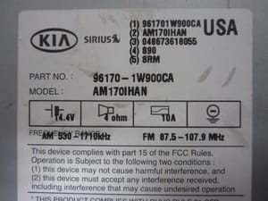 2012 Kia Rio Radio Audio