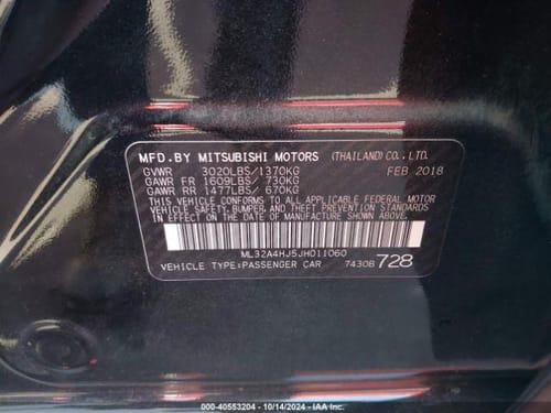 2018 Mitsubishi Mirage